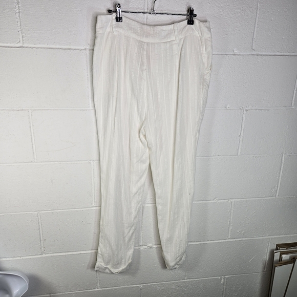Camila Coelho White Textured Lightweight Trousers Pants New - Picture 8 of 11